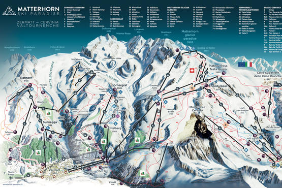 Zermatt Ski Resort: Panoramic Piste Map Zermatt