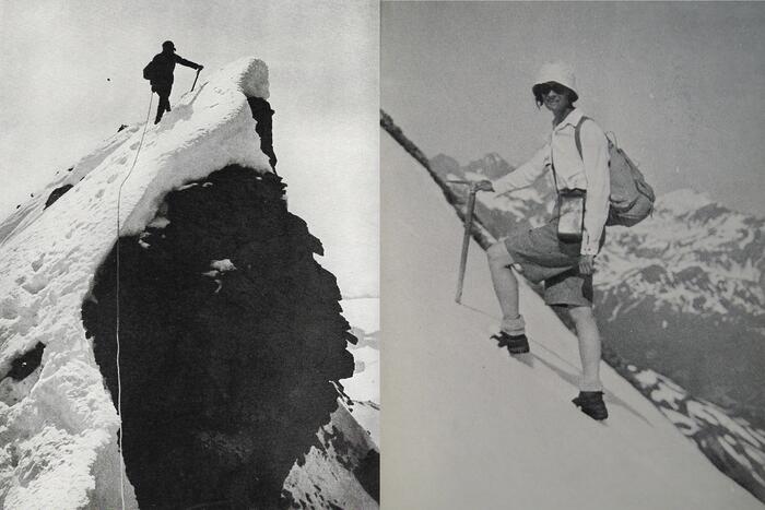 Die Französin Alice Damesme und die US-Amerikanerin Miriam O’Brien besteigen 1932 als erste Frauenseilschaft das Matterhorn.