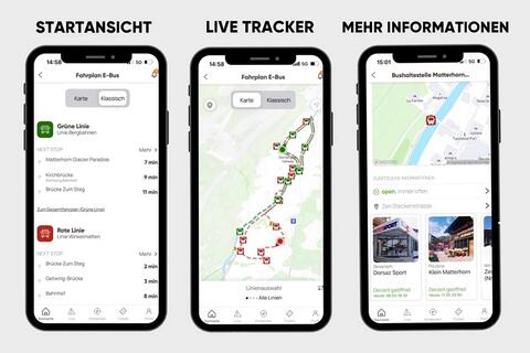 Jetzt in der Matterhorn App: der neue E-Bus Live-Fahrplan! 