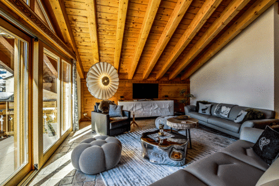 The living room at the Annyvonne Penthouse in Zermatt